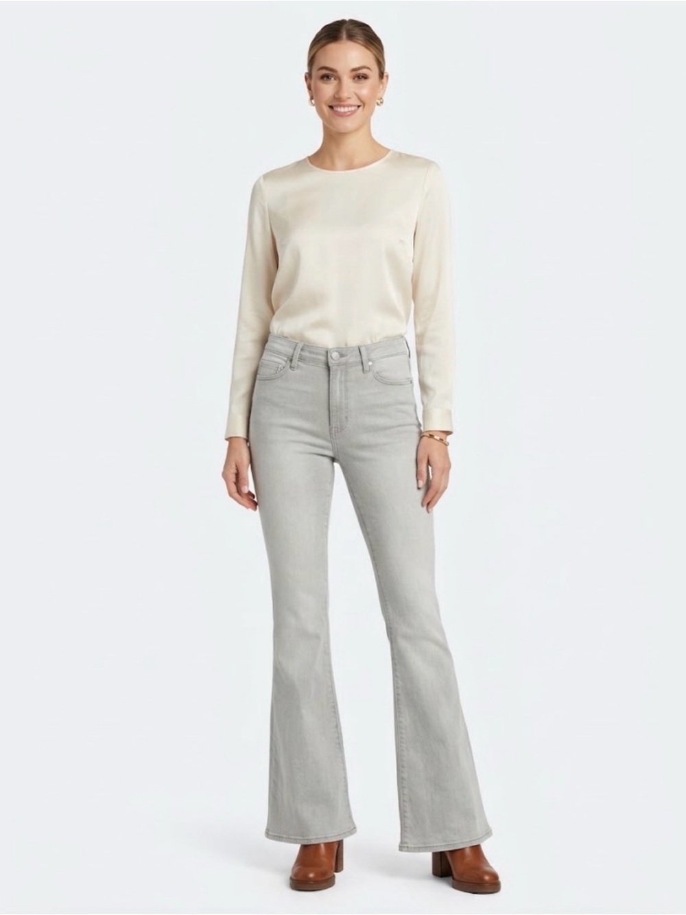 Articles of Society Gray Flare Jeans Stretch Bell Bottom Mid Rise Women’s Denim
